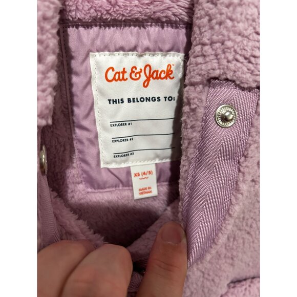 NEW with tags Girls' Faux Shearling Jacket - Cat & Jack Mauve XS - Picture 5 of 5
